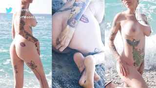 Oral sex at the nudist beach, buttplug. Real amateur pair!