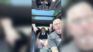 Wife Toys Her Snatch in the Back Seat Whilst Dad Drives, Road Journey