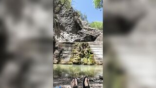 Sanuk Sandals in the water stream!