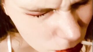 Wife Gives Smokey Oral pleasure w/ facial and proceeds to smoke