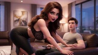 Curvy Stepmom Teaches Her Stepdaughter's Boyfriend A Lesson In The Living Room At Home (AI generated)