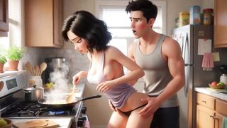 Youthful Stud and Glamorous Woman Share Vehement Secret Encounters at Home (AI generated)