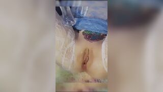 Miss E. need two hands to pound twat with clear horsecock untill that babe squirts
