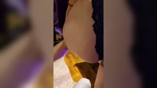 small brunette hair kneels for endless penis joy