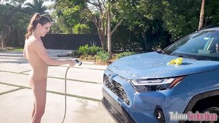 Nude Carwash with Sexy Brunette hair mother I'd like to fuck Amiee Cambridge