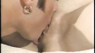 Concupiscent dude sticks his tongue and shlong in aged brunettes vagina