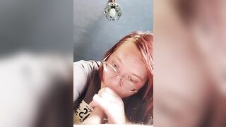 Amateur Girlfriend Blow job Instead of Cooking - Curvy Brunette hair with Glasses Sucks and Jerks Penis