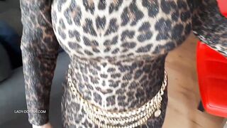 Leopard body con costume and smokin'