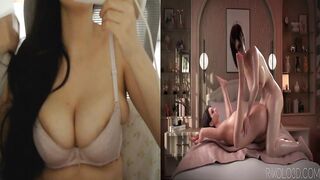 Taut twat cracks under massive futanari weenie's enormous pounds- Futanari Porn React