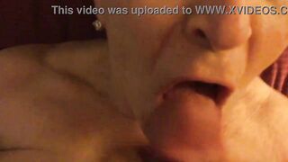 Aged granny sucks knob and slurps down cu