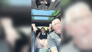 Wife Rubs Out Multiple Orgasms, Road Voyage, Back Seat, Teasing Her Chap