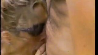 See aged woman grab his balls and suck his wang