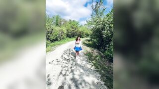Horny mother I'd like to fuck flashes on a public trail