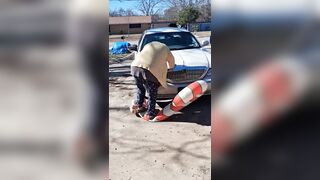 Large Charming Woman Nurse Vicki Crushes This Blow up Candy Cane
