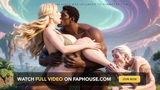 90 Year Old Granny Foot Serf - Licking Cutie's Feet Whilst on Ebony Dude's Lap