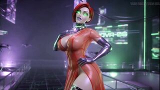 Cyber Catwalk - Nova in Watch-Throughout Red Underware & Futuristic Tease"