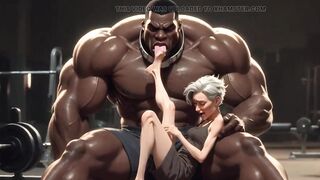 Granny Groaning in Joy - Beefy Ebony Dude Sucking Her Feet