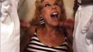 Blond cutie gets hard banged by midgets