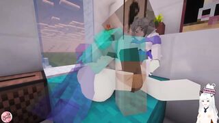Three-some with 2 large titties cum inside their assholes - Jazziuu Minecraft