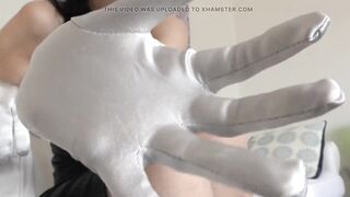 Lengthy, Shiny Silver Satin Gloves Turn U on so Much - Lady Victoria Valente