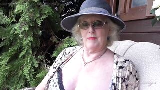 Auntjudys - 66yo Hirsute Older GILF Mrs. Claire Sucks Your Knob in the Garden (pov)