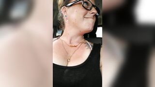 Angel With Glasses Hikes Up Her Petticoat In Public In Car