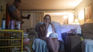 Roommate masturbating to gorgeous hotty in minidress painting her nails and watching tv