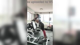 The aged woman at the gym has a leaky sink