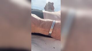 A early morning jizz flow on the beach