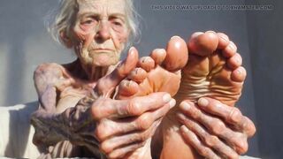 Granny Foot Oil Play - Self Massage Makes Her Lascivious and Oozing