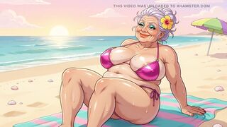 Hawt Large Melons on Beach