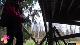 johnholmesjunior visits a vancouver park after work for risky solo show with giant shooting load