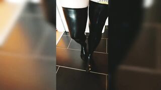 Ebony latex nylons