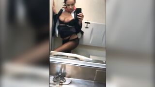 Wicked stewardess playing with twat and having climax