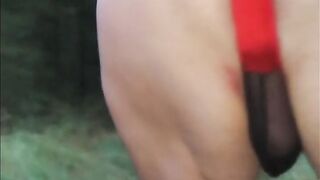Running in the forest wearing a belt dare