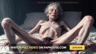Slutty 90 Year Old Slender Granny Masturbates Her Hirsute Moist Snatch - Frail Solo Play