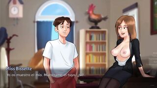 MAESTRA FRANCESA MIE DISTRAE CON SUS SENOS EN EL EXAMEN - SUMMERTIME SAGA