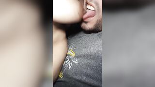 I'm a fortunate man! I always have my wife's large, sagging breasts right in my face to suck and bite
