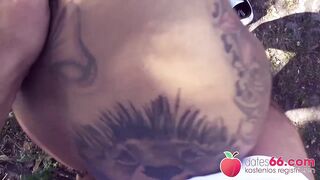 Behind the supermarket: Sexy blond (32 years old) gets banged