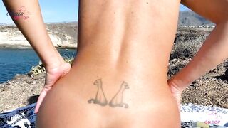Public solo female masturbation and squirting on the rocks - GaiaOnTop