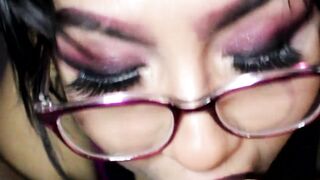 large melons soaked lips hotty with glasses